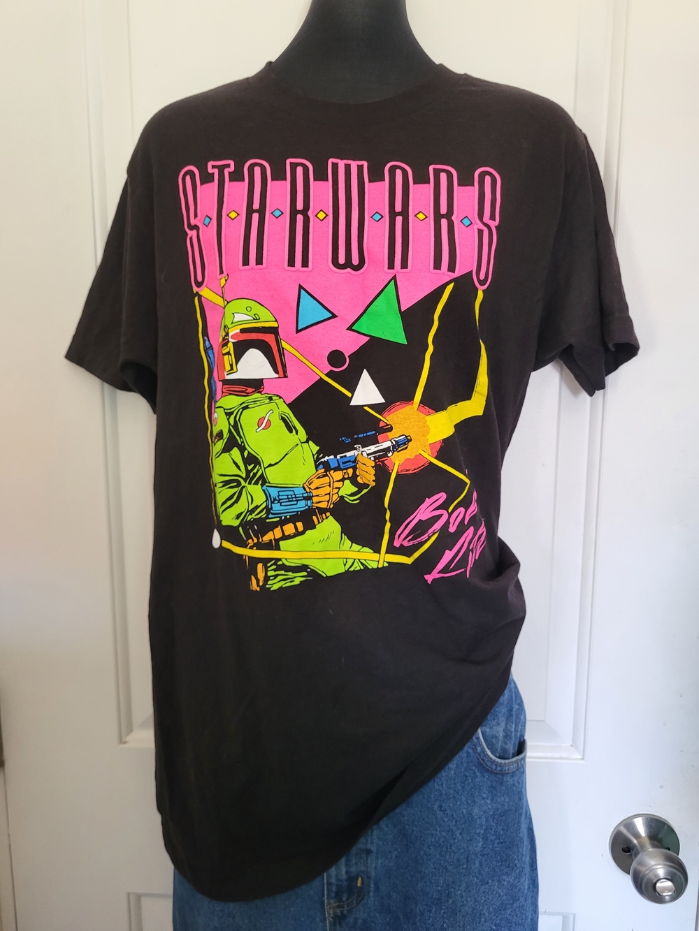 Star Wars Neon Boba Fett Graphic Tee - Black